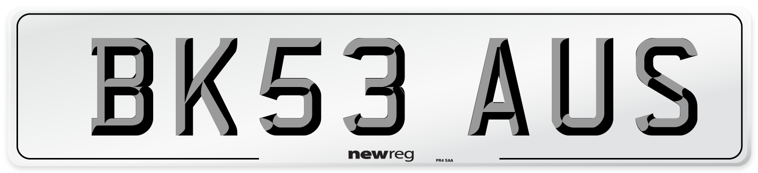 BK53 AUS Number Plate from New Reg